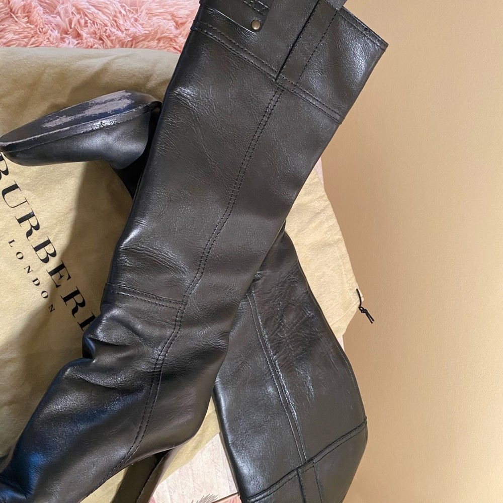 Burberry Black Leather Knee High Boots - Picture 7 of 10